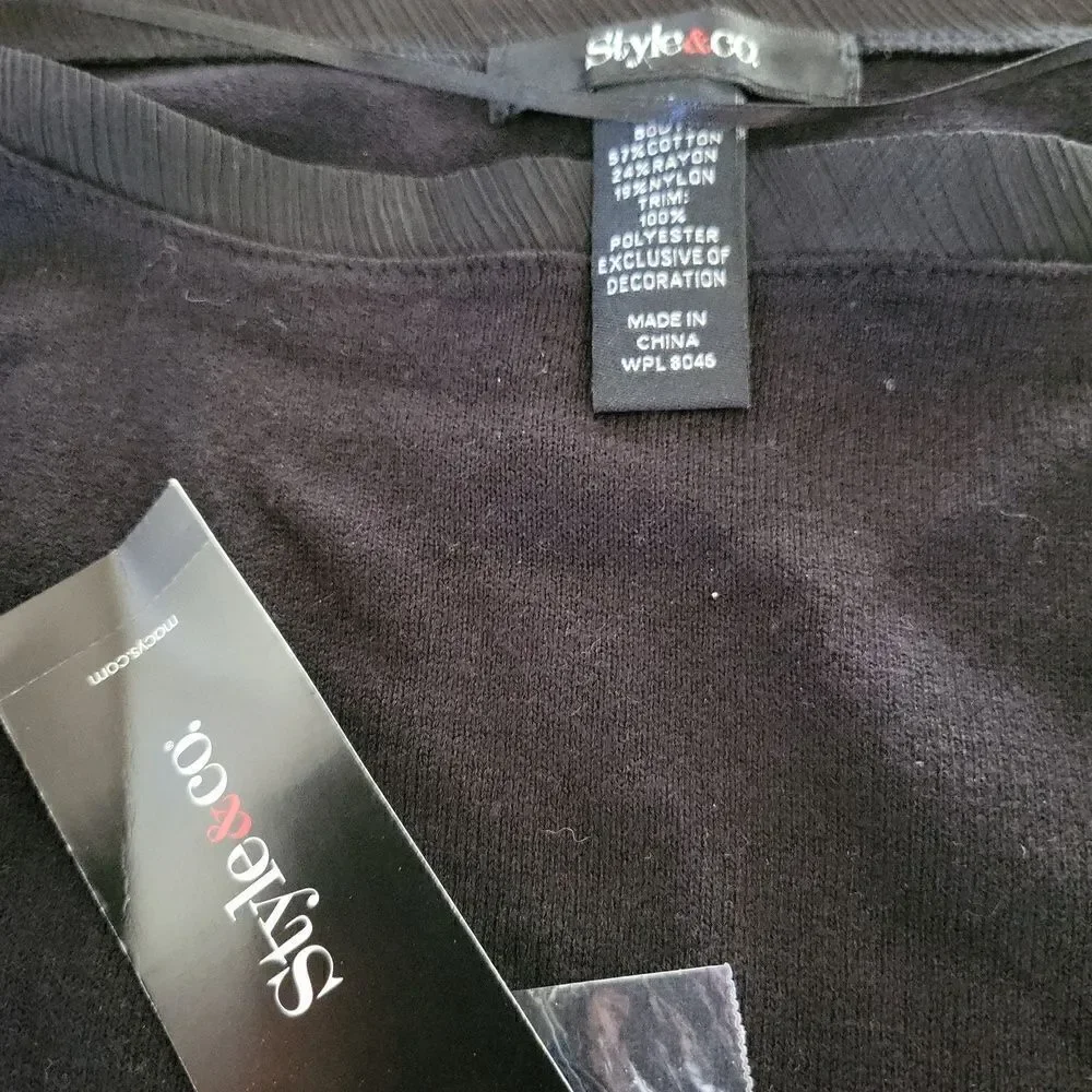 New Style & Co cotton blend black pullover sweater